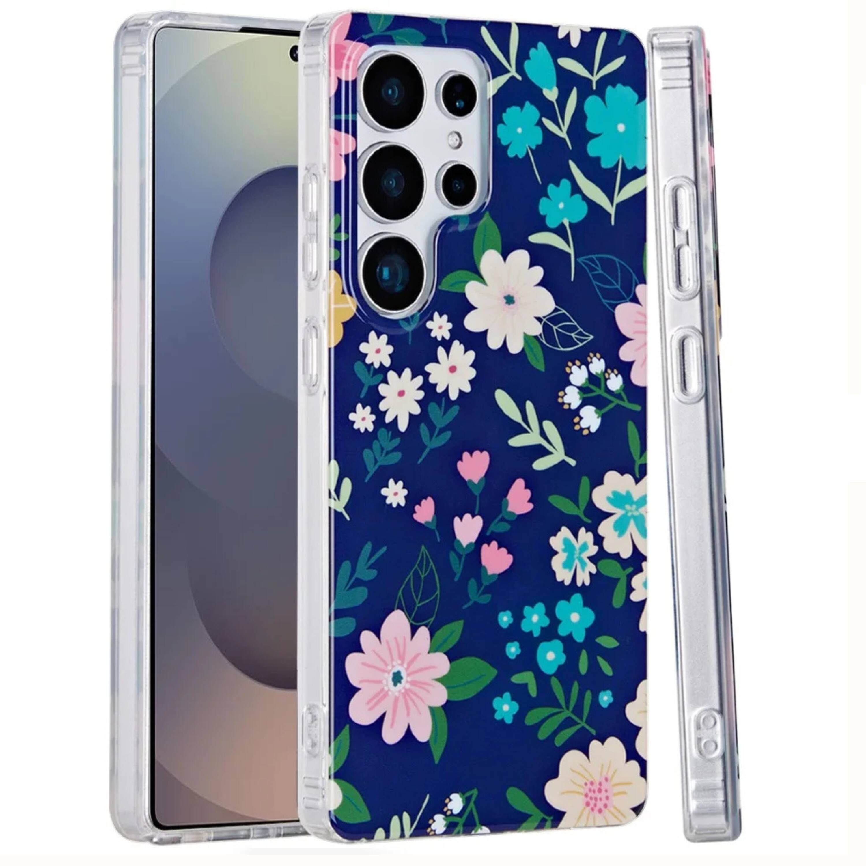 Front. Kitcheniva - Premium Dual Layer Armor Case With Tempered Glass For Samsung S25 Ultra Galaxy Floral - Galaxy Floral.