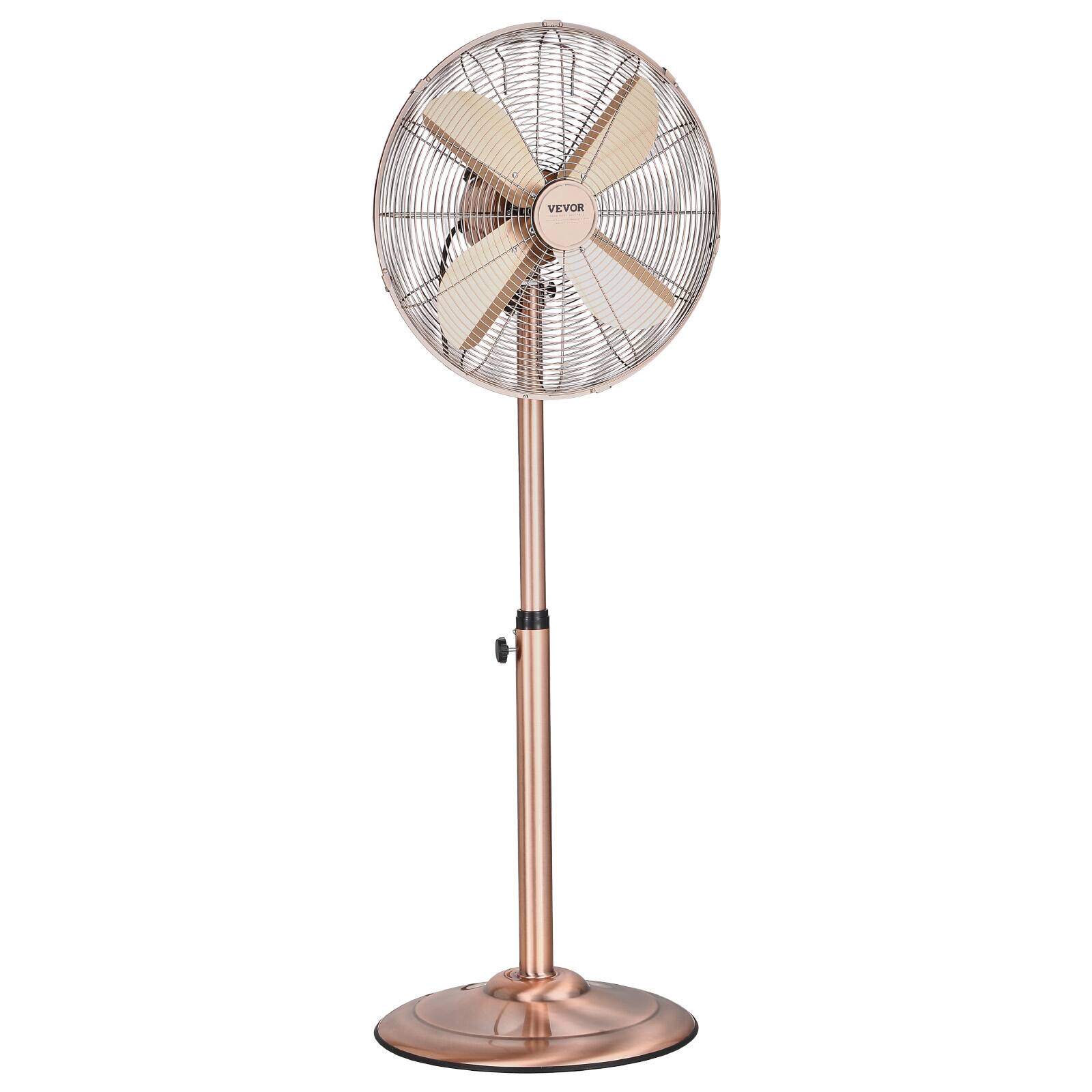 Alt View 5. VEVOR - Industrial Pedestal Fan, 16 Inch 75-Degree Oscillating Fan, Height Adjustable Standing Fans with 3 Adjustable Speeds - Copper.