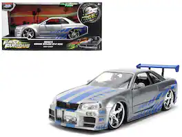 Brian's Nissan Skyline GT-R (R34) RHD Brush Finish "2 Fast 2 Furious" 2003 1/24 25 Years of Fast & Furious Anniv by Jada