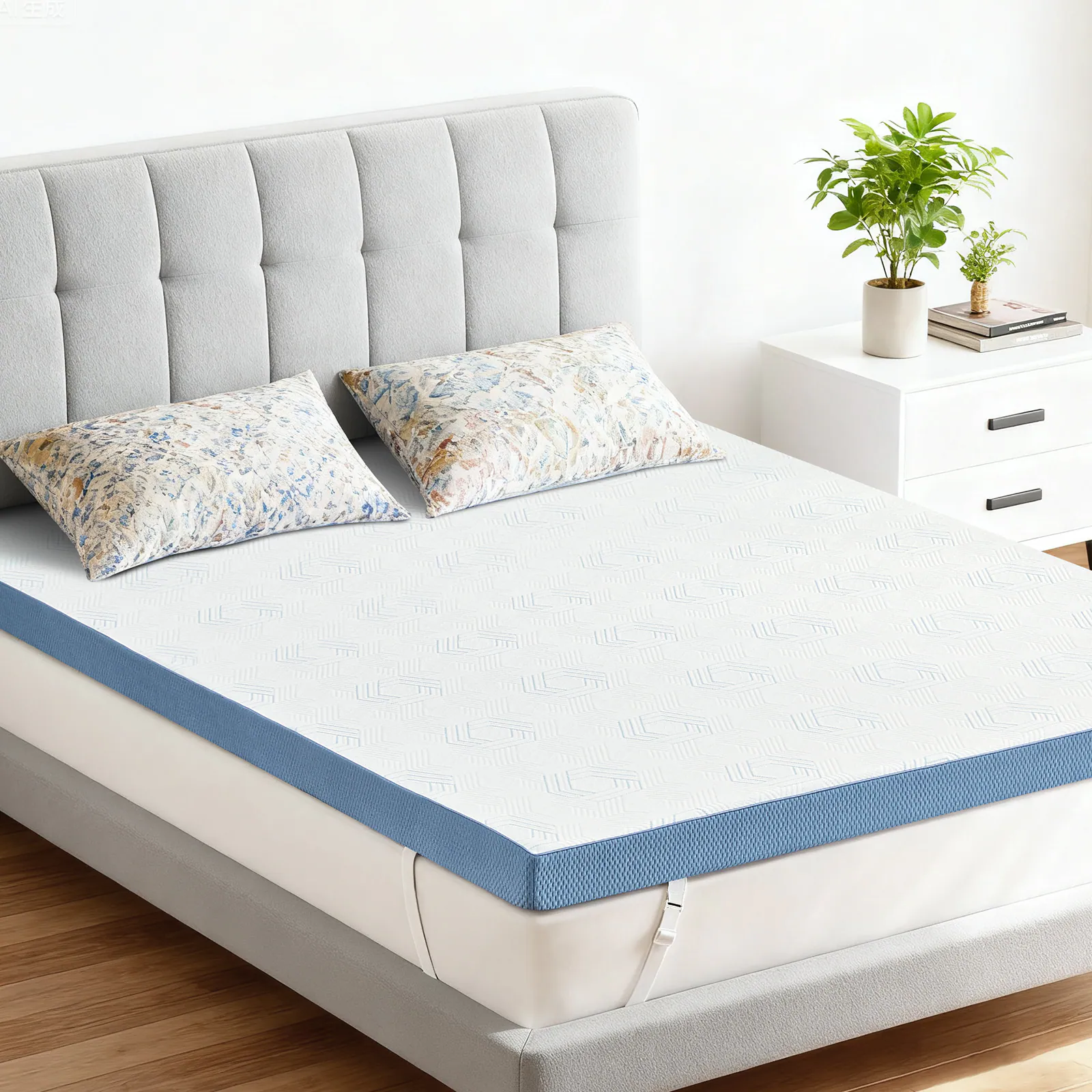 Front. Dyonery - Dyonery King Size Firm Mattress Topper - High Density Foam Extra Support - Breathable Washable Cover with Anti-Slip,3in - Gray.