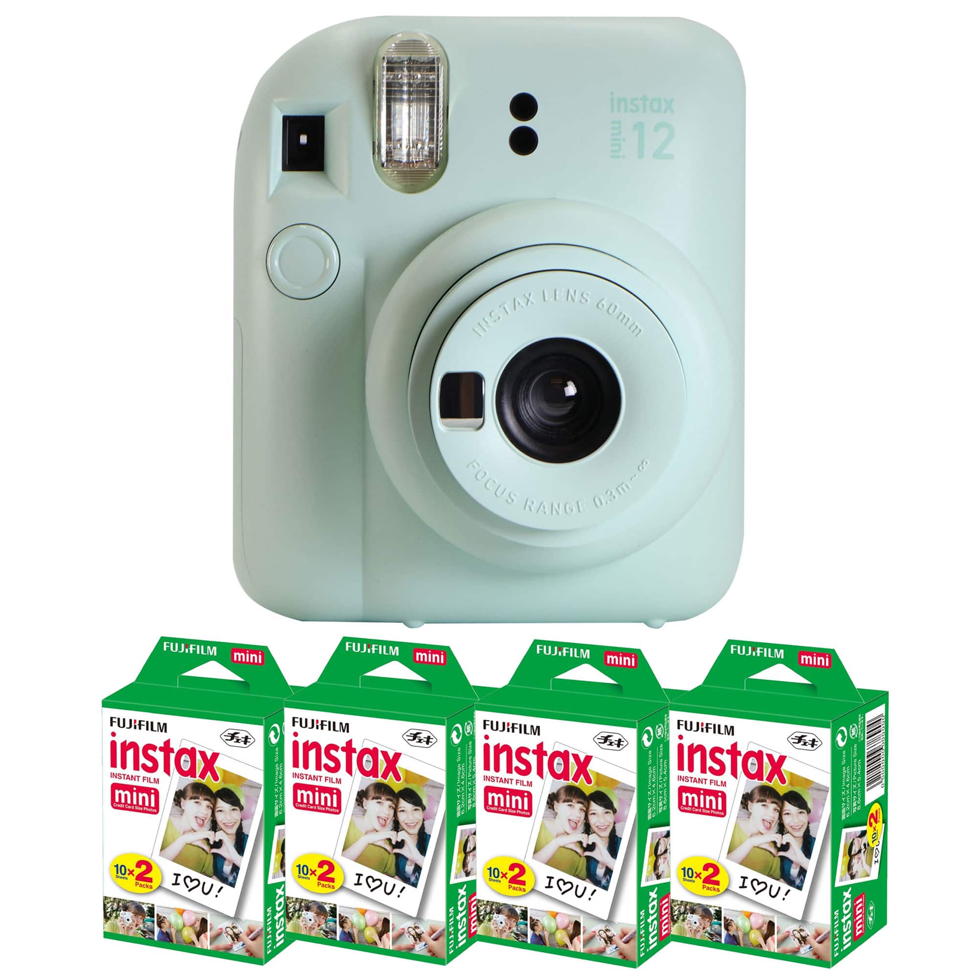 Fujifilm - INSTAX MINI 12 Instant Film Camera (Mint and 4x Mini Instax Film - Green