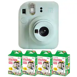 Fujifilm - INSTAX MINI 12 Instant Film Camera (Mint and 4x Mini Instax Film - Green