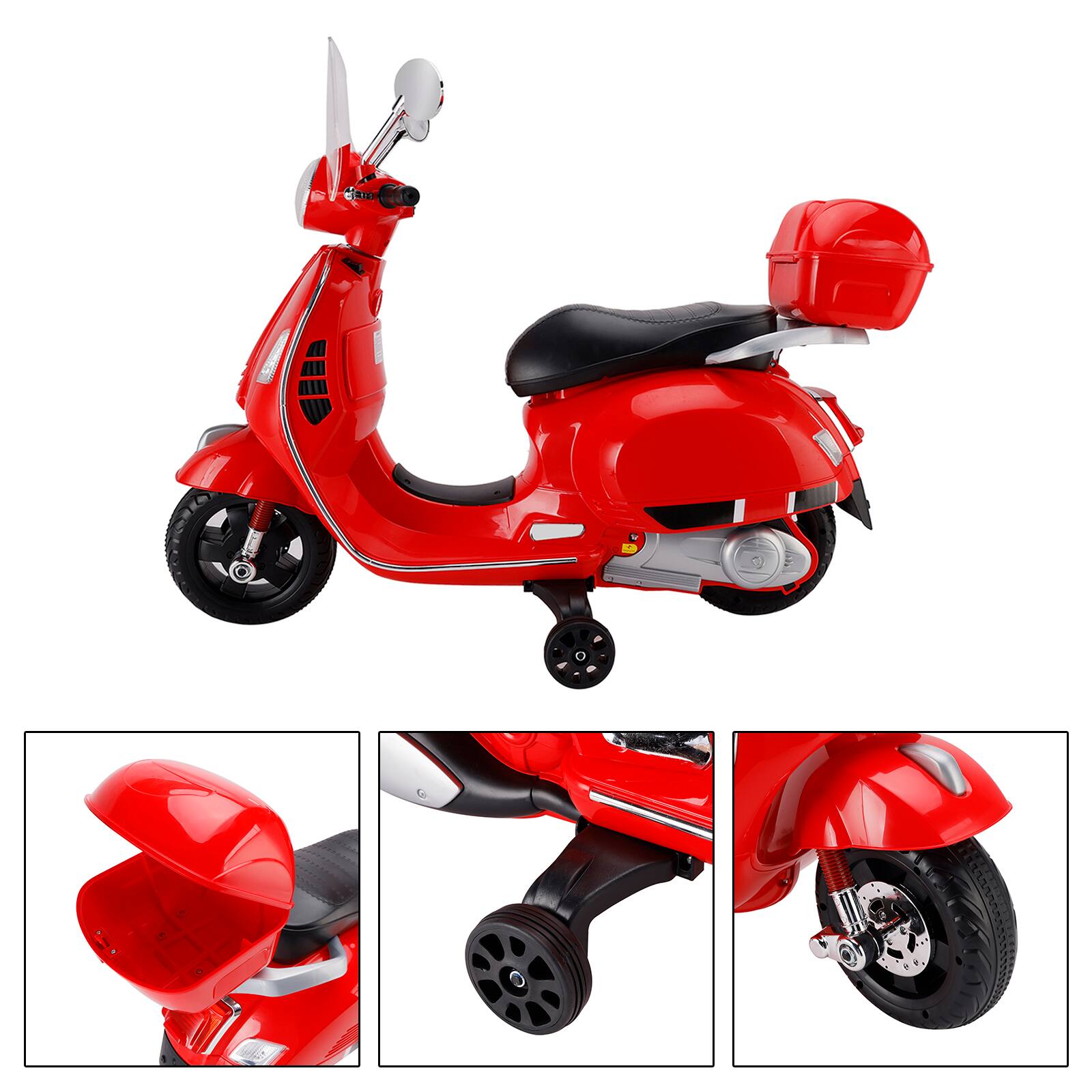 Alt View 1. Topteng - 6V Dual Drive 3-Wheel Kids Electric Motorcycle with Realistic Sounds & Storage - Ages 3-8, Red​.