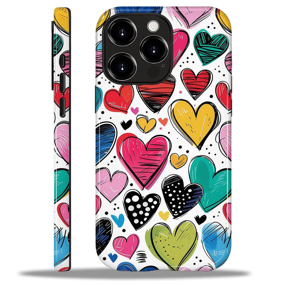 Colorful Heart Doodle for iPhone 15 Pro Max