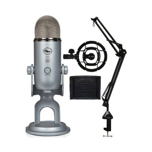 Angle. Blue Microphones - BLUE Microphones Yeti USB Microphone (Silver) with Boom Arm & Mount Bundle.