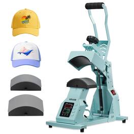 VEVOR - Hat Heat Press Machine, with 2pcs Interchangeable Platens, Precise Temperature and Time Control - Green