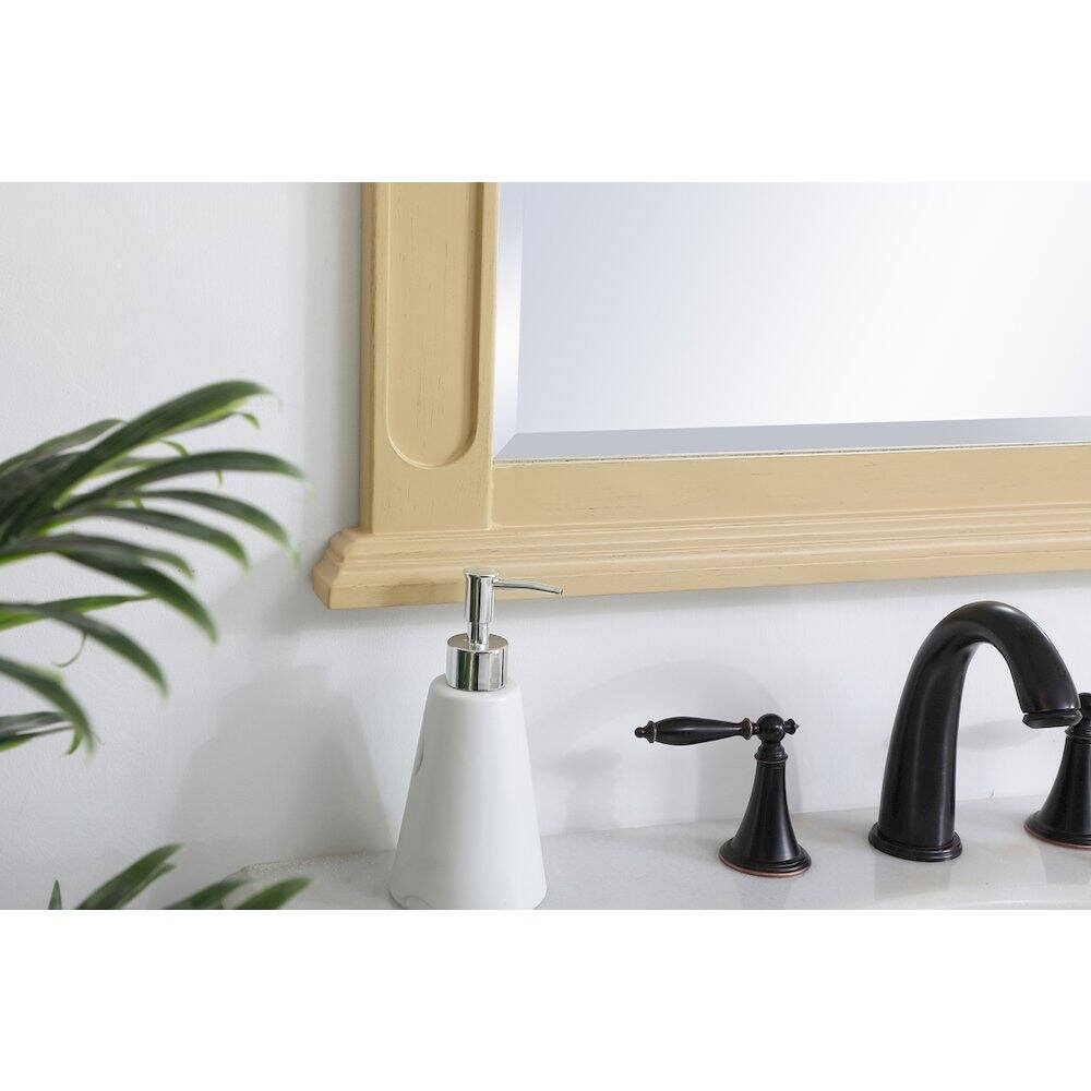 Left. Elegant Decor - Wood Frame Mirror 28 Inch X 36 Inch In Light Antique Beige - Light Antique Beige.
