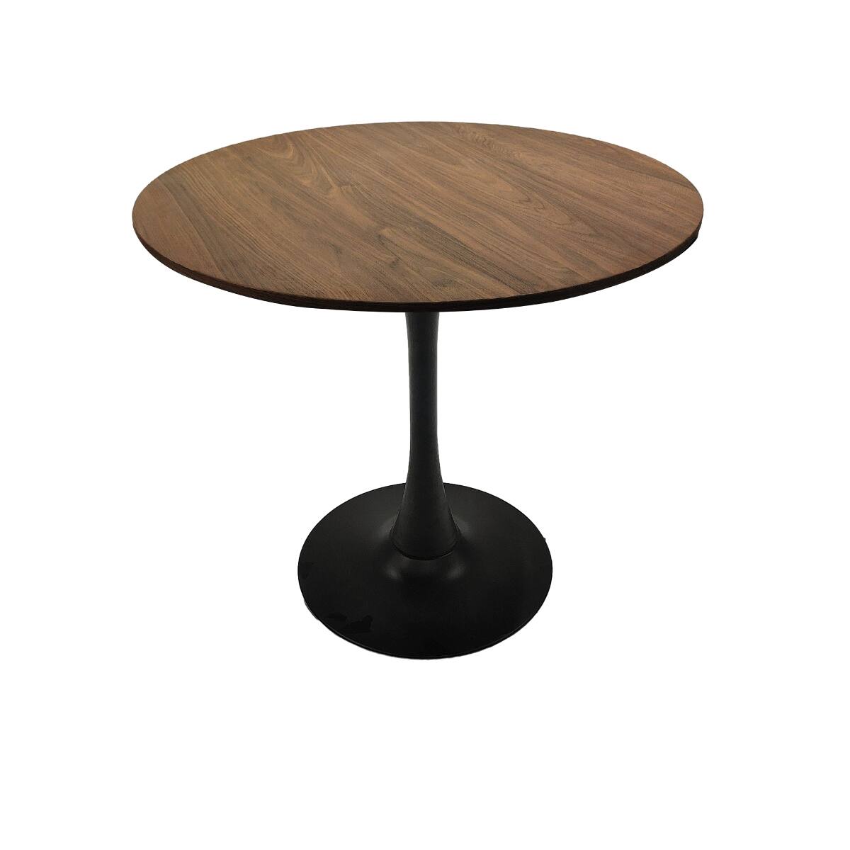 Alt View 7. Loheer - Loheer Walnut Round Dining Table, Tulip Pedestal Base, 31.5 Inch Mid-Century Kitchen Table - Walnut and black.