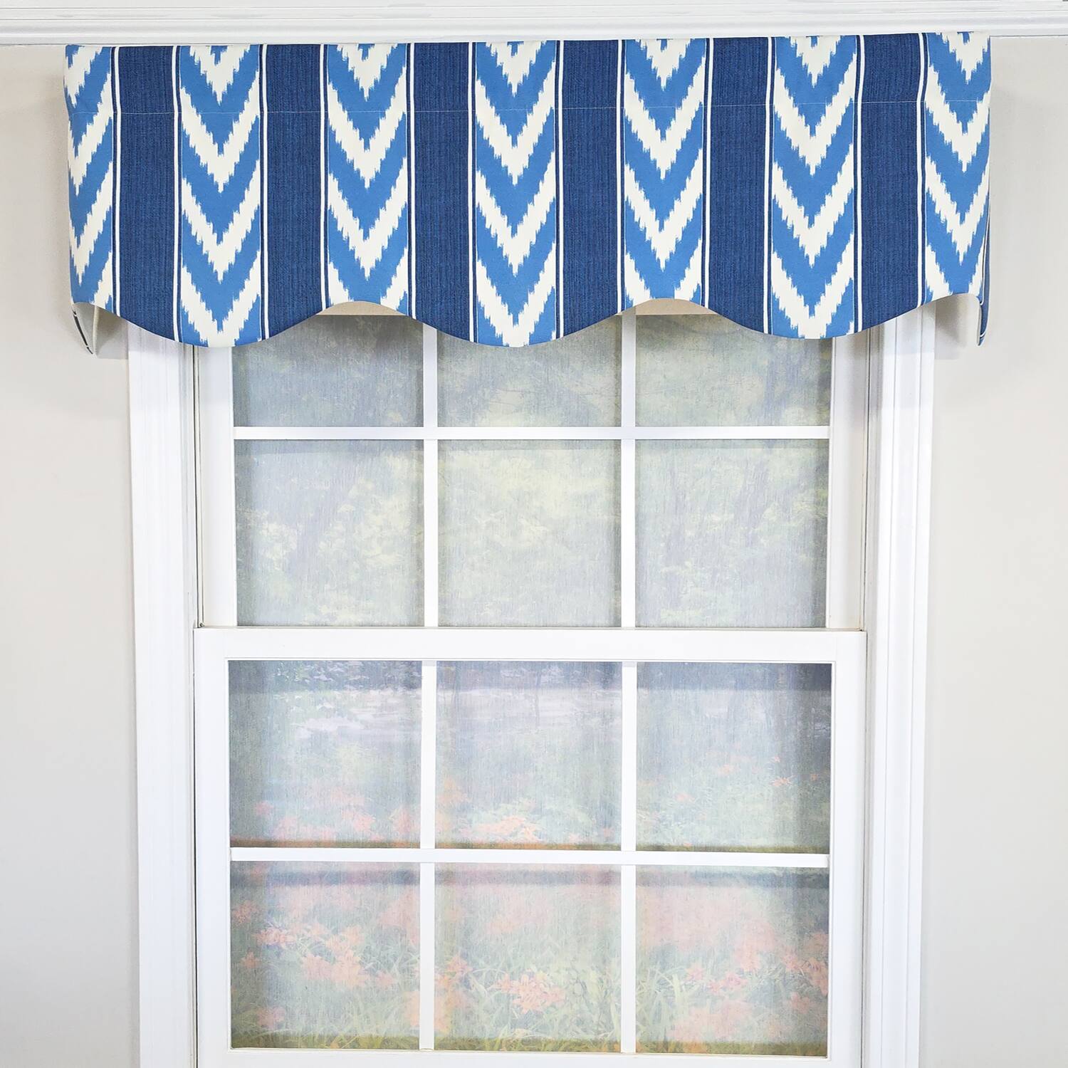 Angle. RLF Home - RLF Home 100% Cotton Sonar Provance  Fully lined Windows Rod Pocket Valance 50" x 15"  Blue - Blue.