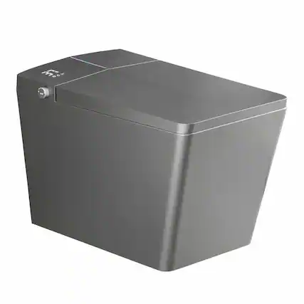 Front. RYHNUYNE - Square Matte Grey Smart Bidet Toilet, Built-in Tank Remote Foot Touch Auto Flush Heated Seat LED Display User Memory - Matte Gray.