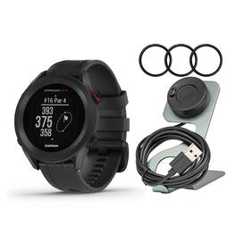 Garmin - Approach S12 Black Golf Watch and Portable Charger Stand Bundle - Black - (2025)