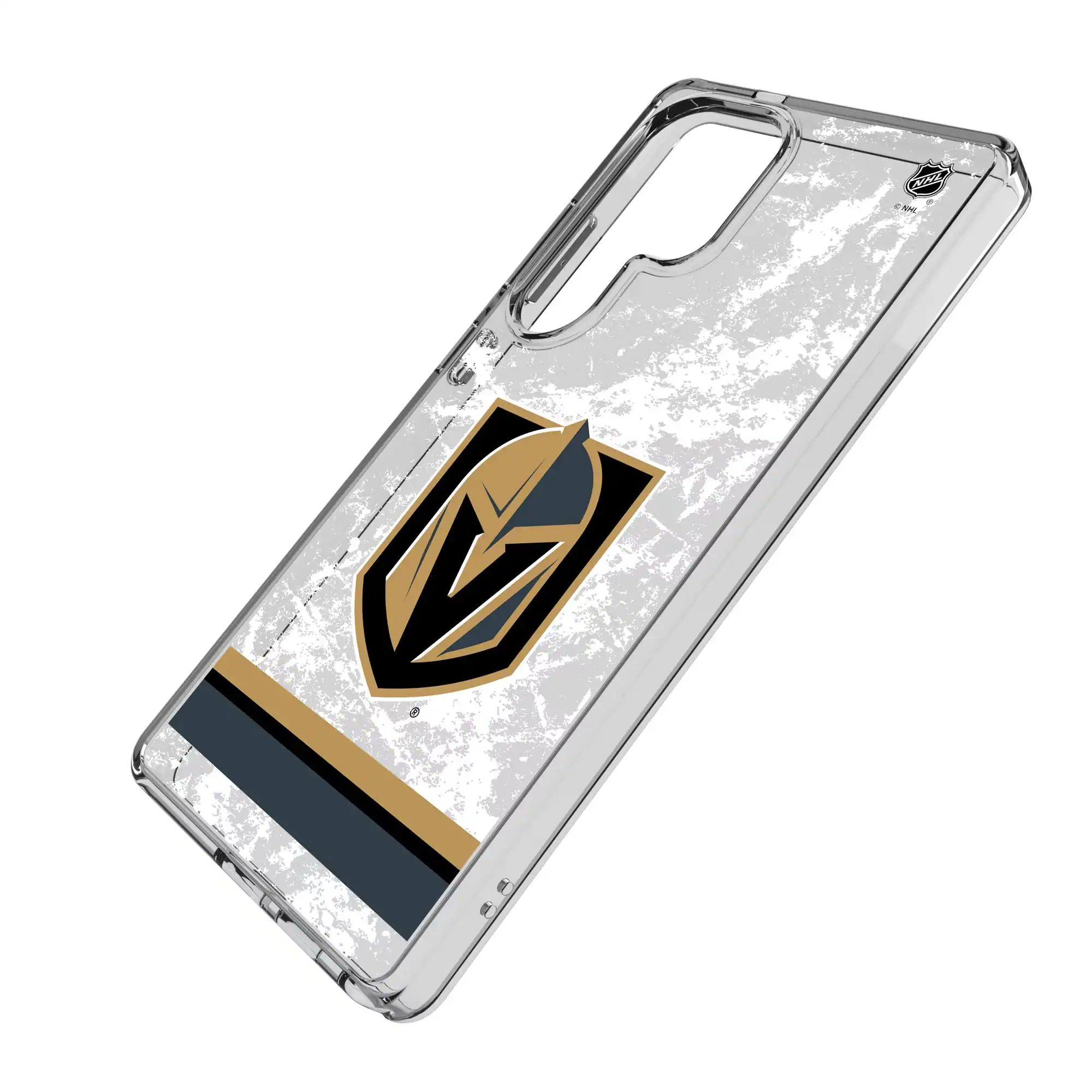 Alt View 1. Keyscaper - Vegas Golden Knights Galaxy Stripe Clear Ice Case - S23 - Multicolor.