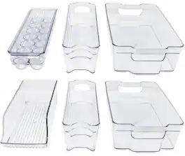Sorbus - Fridge Organizer Bins – Set of 6 Refrigerator Organizers and Storage Containers, Stackable Freezer Bins - Clear