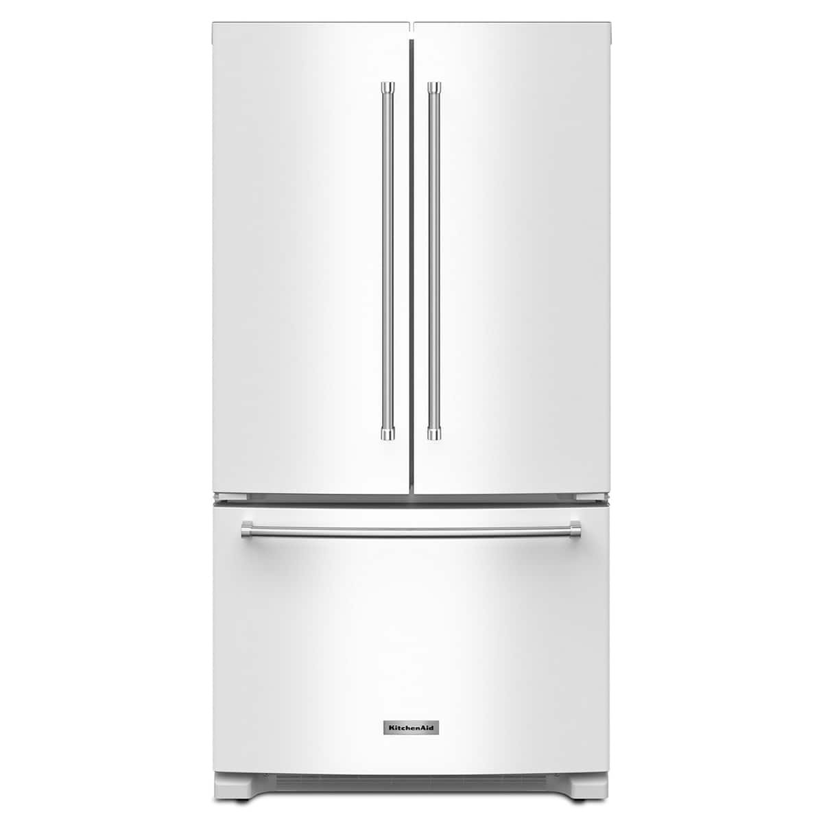 Front. KitchenAid - KitchenAid - 20 cu. ft. 36-Inch Width Counter-Depth French Door Refrigerator with Interior Dispense .- White - White.