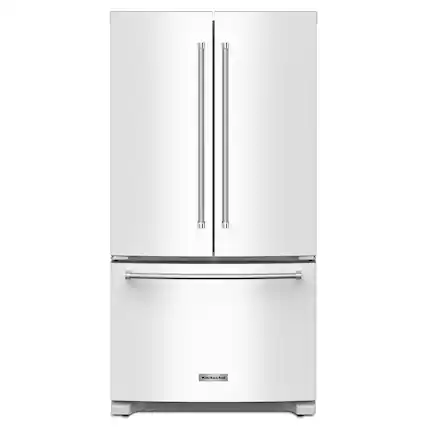 Front. KitchenAid - KitchenAid - 20 cu. ft. 36-Inch Width Counter-Depth French Door Refrigerator with Interior Dispense .- White - White.