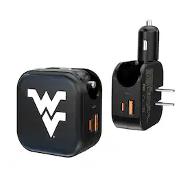 Keyscaper - West Virginia Mountaineers 2-in-1 USB A/C Charger - Black