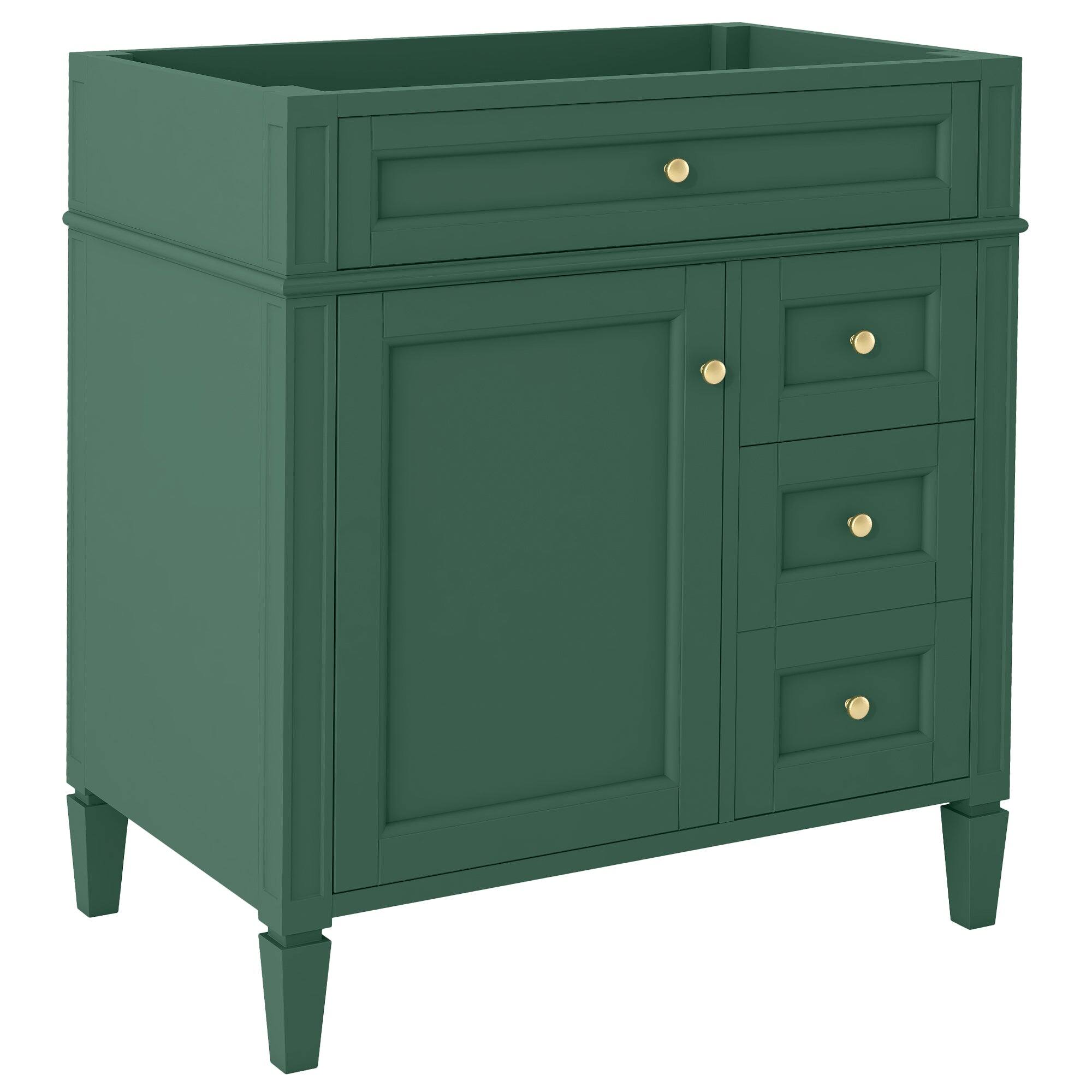 Alt View 7. Boyel Living - 30 Inch Modern Bathroom Vanity Cabinet No Sink Three Drawers With Tip Out Green - Green.