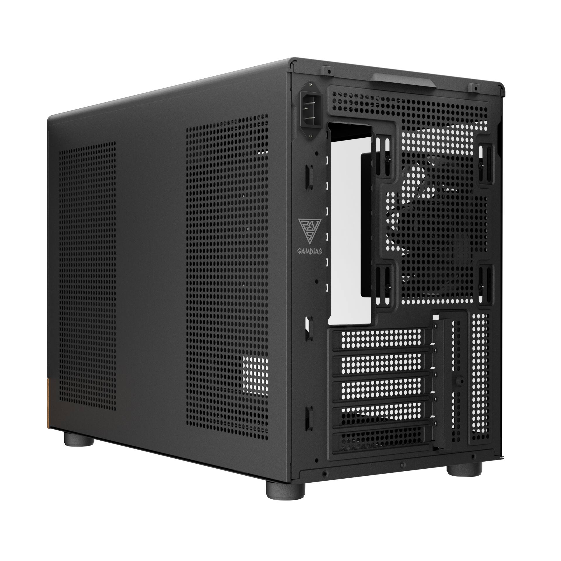 Alt View 4. GAMDIAS - Gamdias ATHENA M4M WOOD mATX PC Case: small form factor, 3 fans, ATX PSU, fits 395mm GPU & 360mm radiators. - Black.