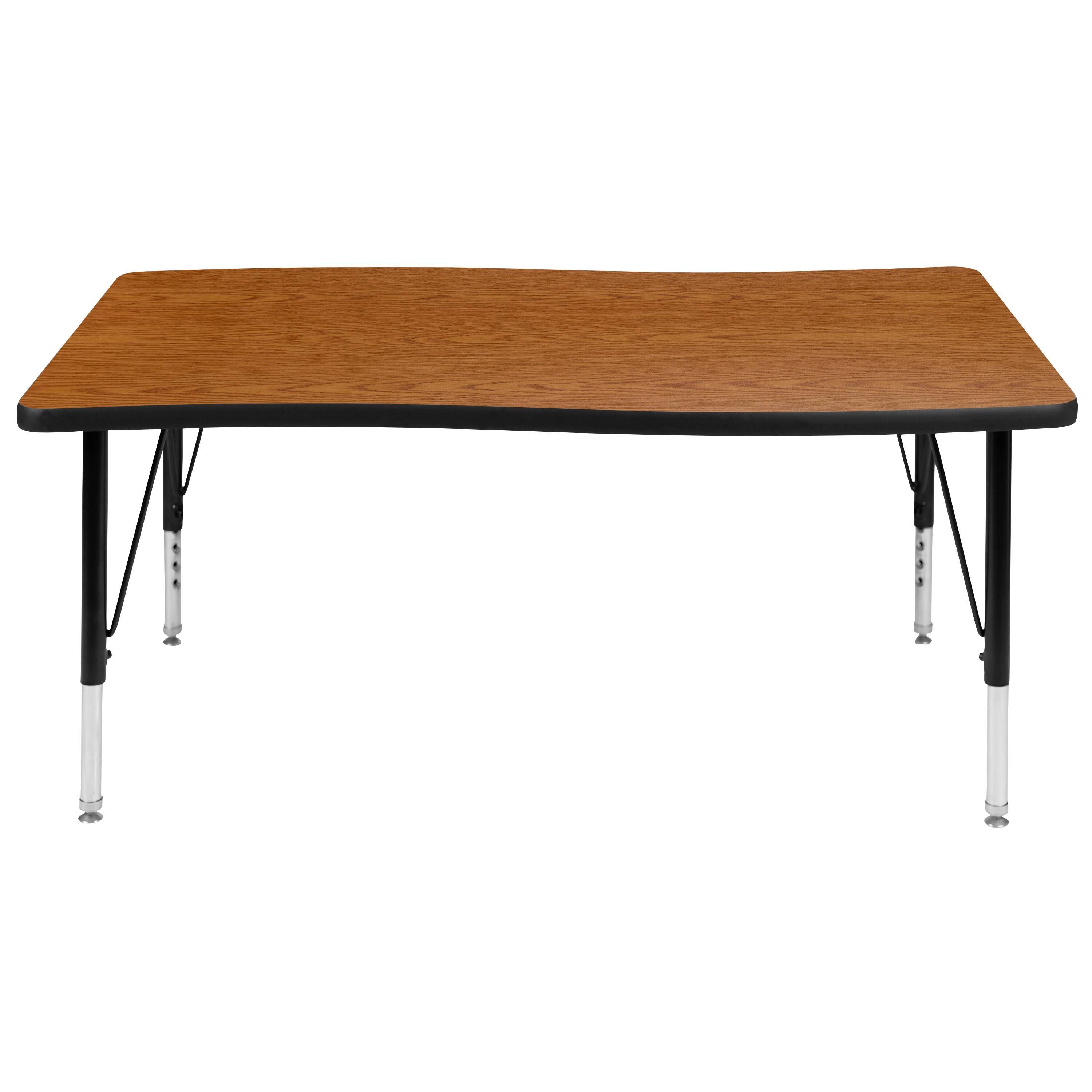 Alt View 5. Emma + Oliver - 28"W x 47.5"L Rectangle Wave Flexible Collaborative Kids Adjustable Activity Table - Oak.