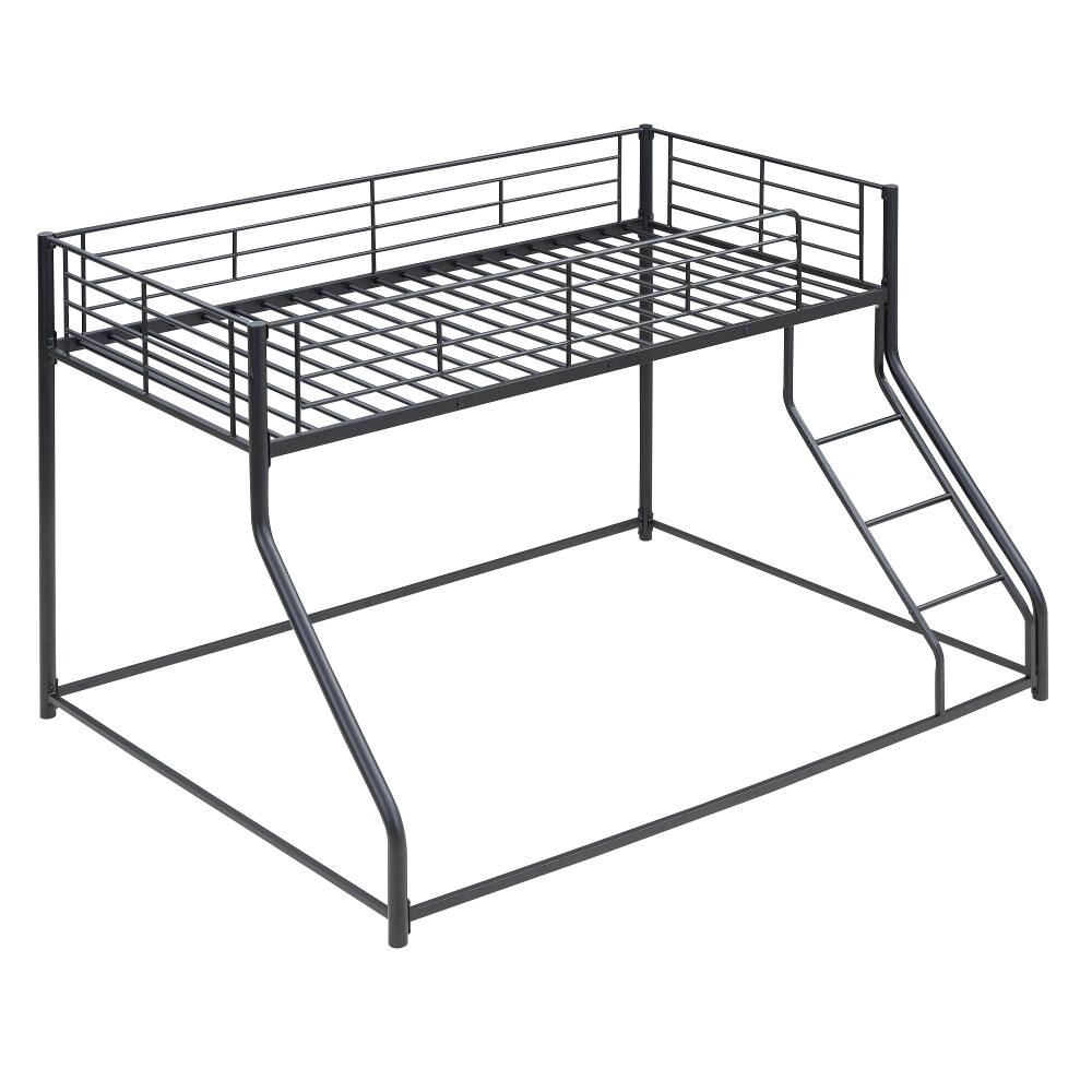 Alt View 3. Loheer - Loheer Twin XL Over Queen Bunk Bed Black Metal Floor Bed Frame - Black.