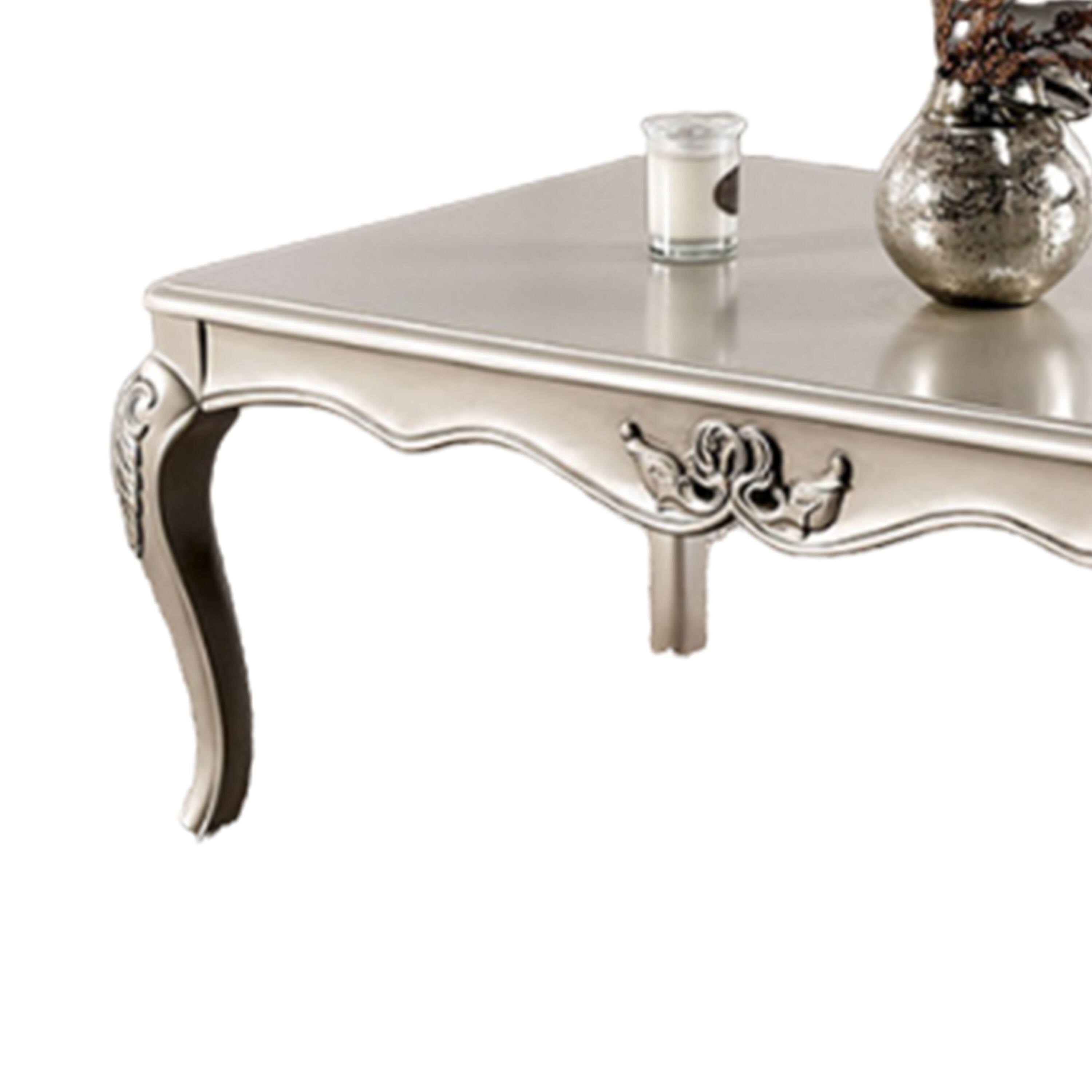 Alt View 3. Manhattan Lane - Roche Coffee Table, 53 Inch, Classical Cabriole Legs, Champagne Gold Wood - Champagne Gold.