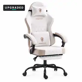 Dowinx - Upgraded ergonomic gaming chair, widened & heightened, lumbar support, reclines, footrest—must-have for work & leisure - Beige