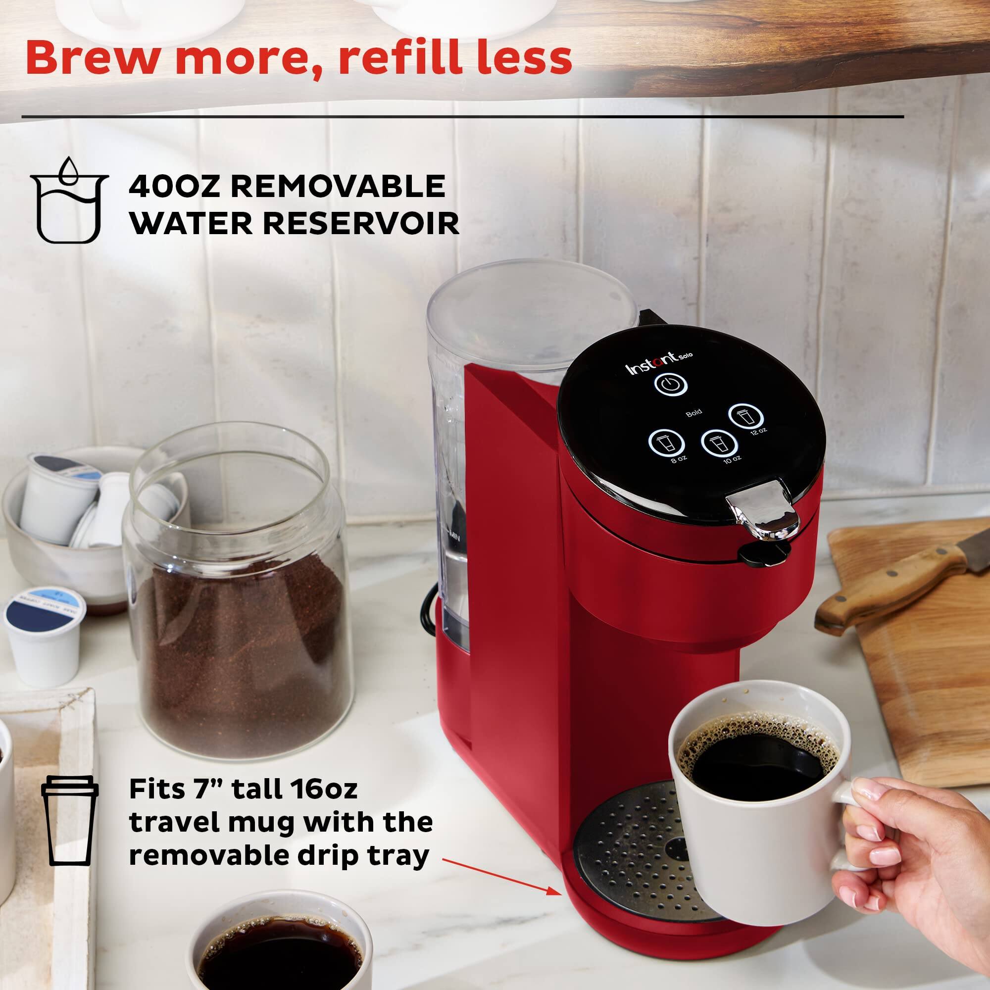 Brew more, refill less

400OZ REMOVABLE WATER RESERVOIR

Fits 7" tall 16oz travel mug with the removable drip tray