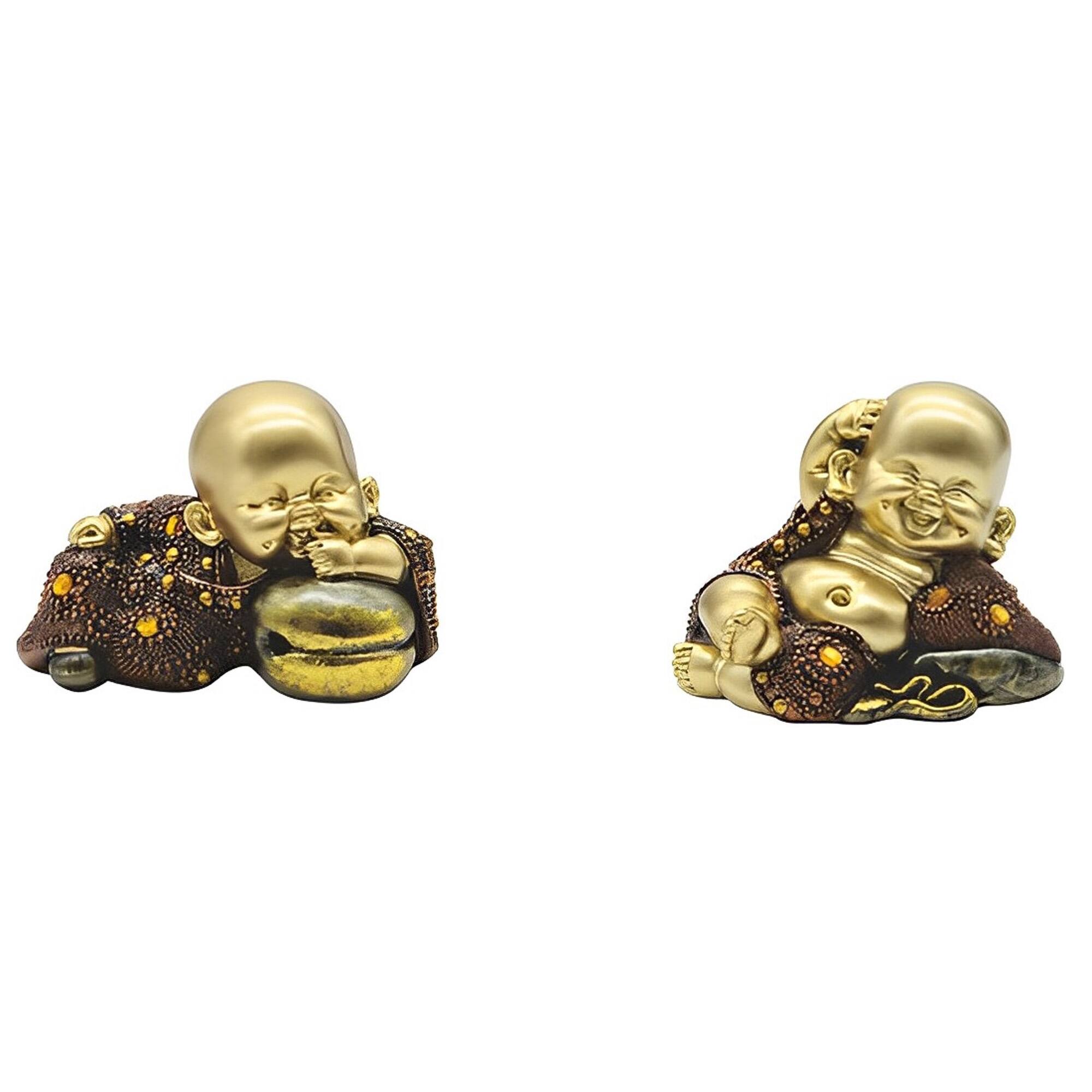 FC Design - 2-PC Little Monk in Different Poses Set 4"W Figurine Statue Office Desk Tabletop Home Decor Gift - Multi-Color
