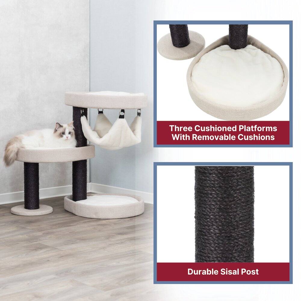 Three Cushioned Platforms With Removable Cushions  
Durable Sisal Post