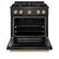 Angle. ZLINE - ZLINE Autograph 30 in. 4.2 cu. ft. Manual Clean Freestanding Gas Range in Black Satin Stainless Steel and Gold Accents - Black Satin Stainless Steel.