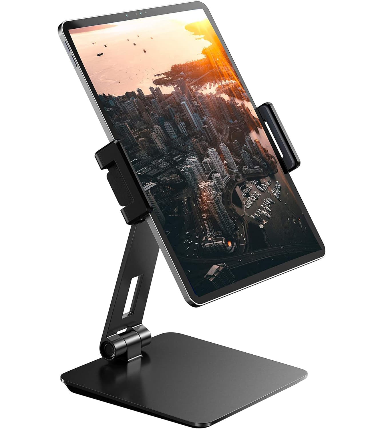 Front. FINEAK - 360° Swivel Heavy-Duty Aluminum Tablet Stand, Grey - Gray.