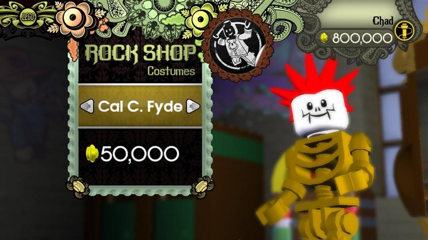 LEGO ROCK SHOP  
Costumes  

Cal C. Fyde  
50,000  

Chad  
800,000