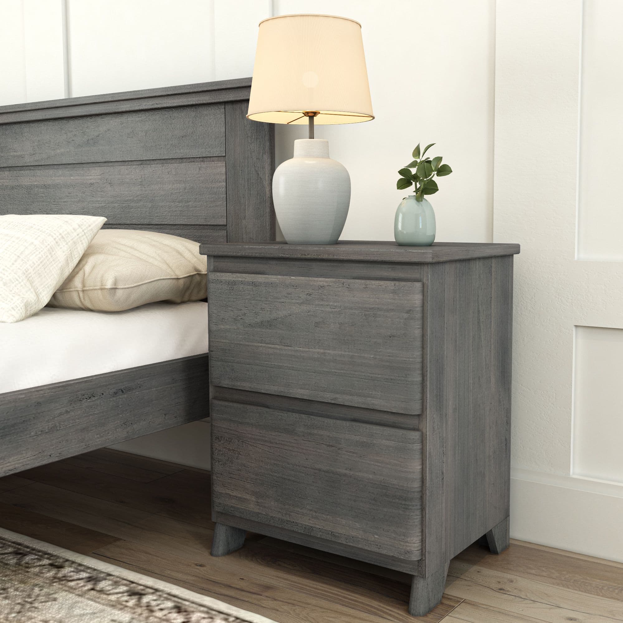 Plank+Beam - Farmhouse 2 Drawer Nightstand - Driftwood