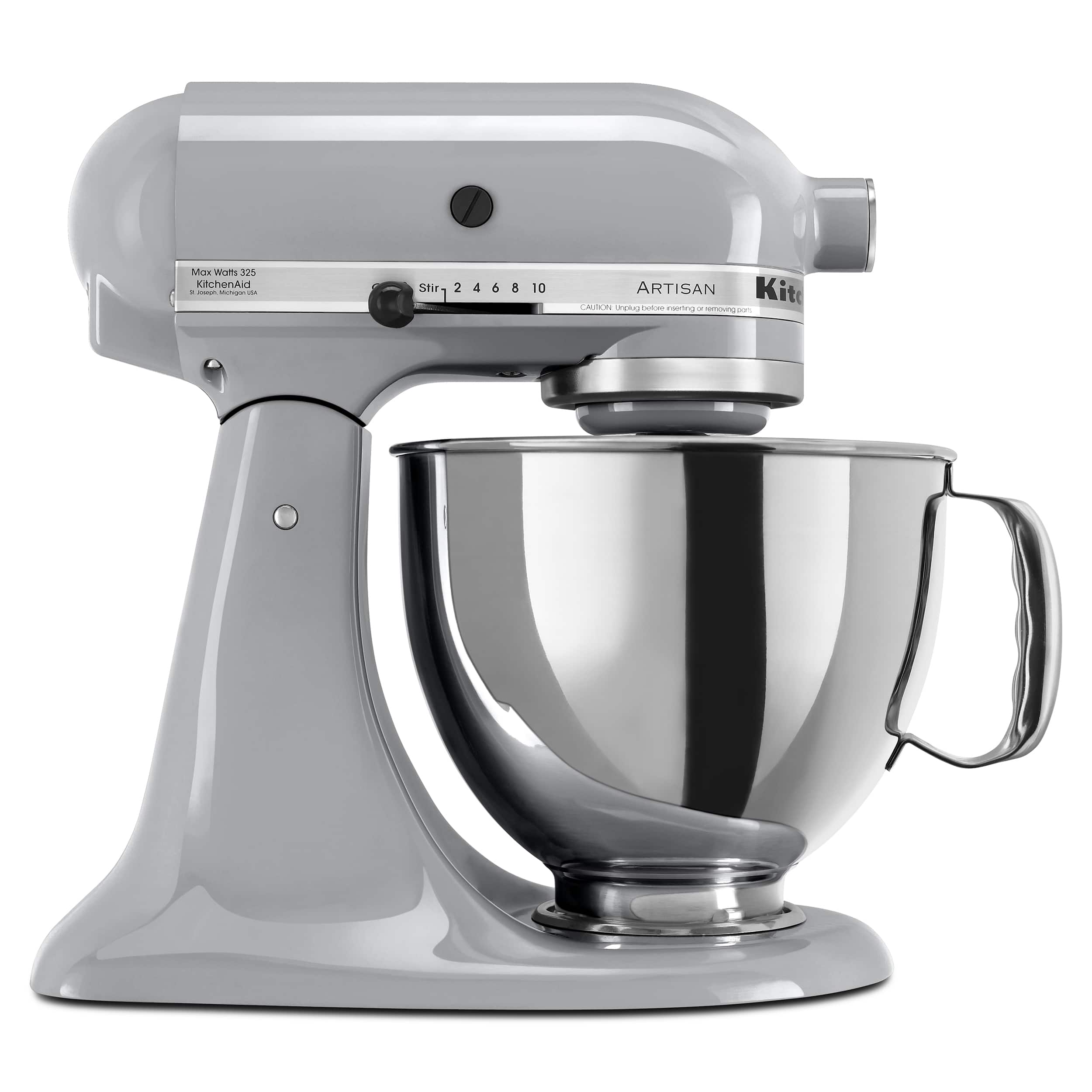 Front. KitchenAid - Artisan Series 5 Quart Tilt-Head Stand Mixer - KSM150PSMC - Metallic Chrome.