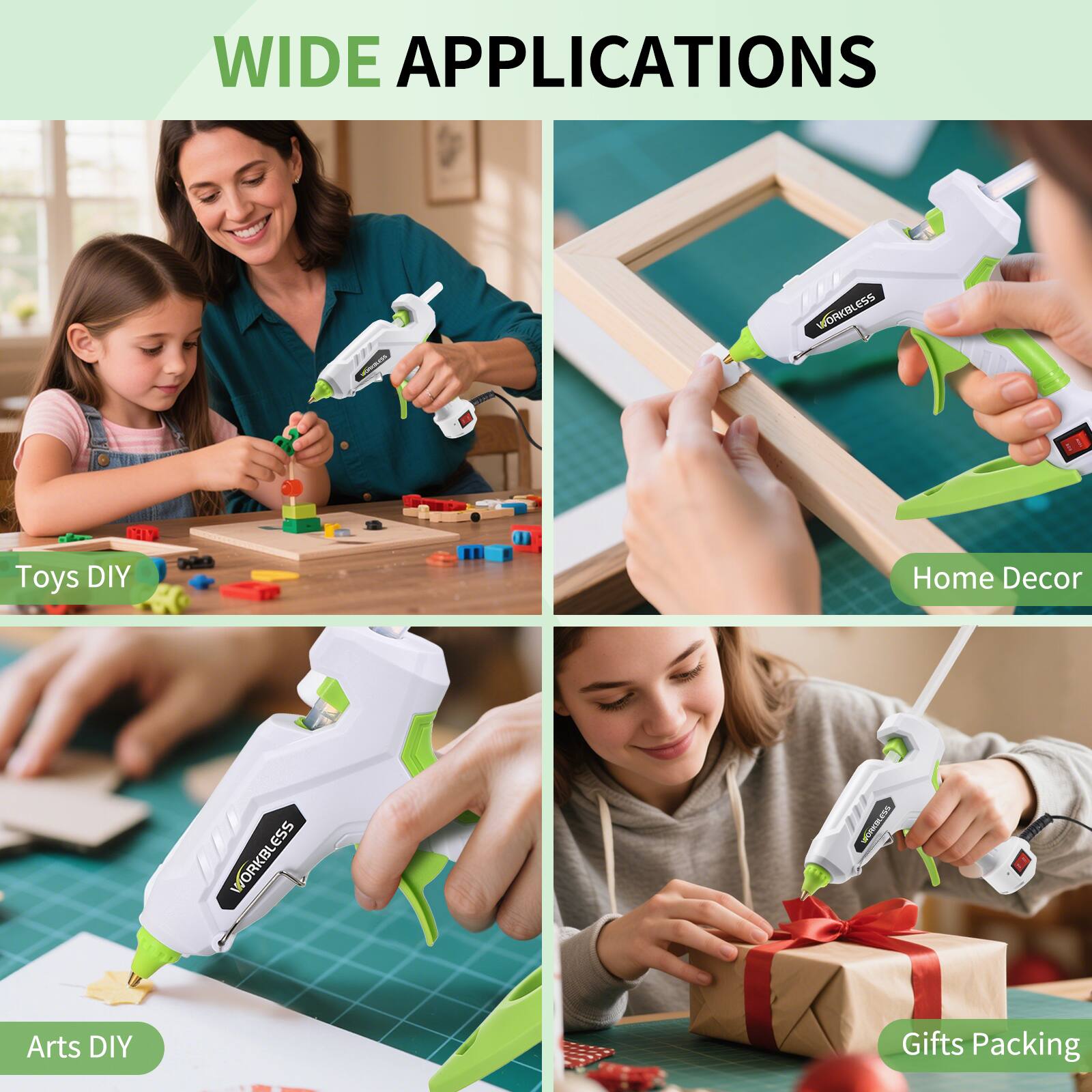 WIDE APPLICATIONS

- Toys DIY
- Home Decor
- Arts DIY
- Gifts Packing