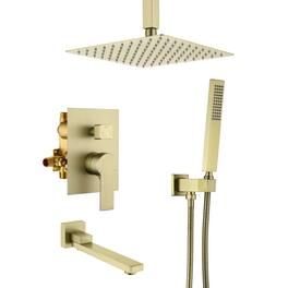Boyel Living - 10-Inch Rain Shower System Brass SUS304 3-Function Valve Handheld 180° Spout cUPC - Brushed Gold