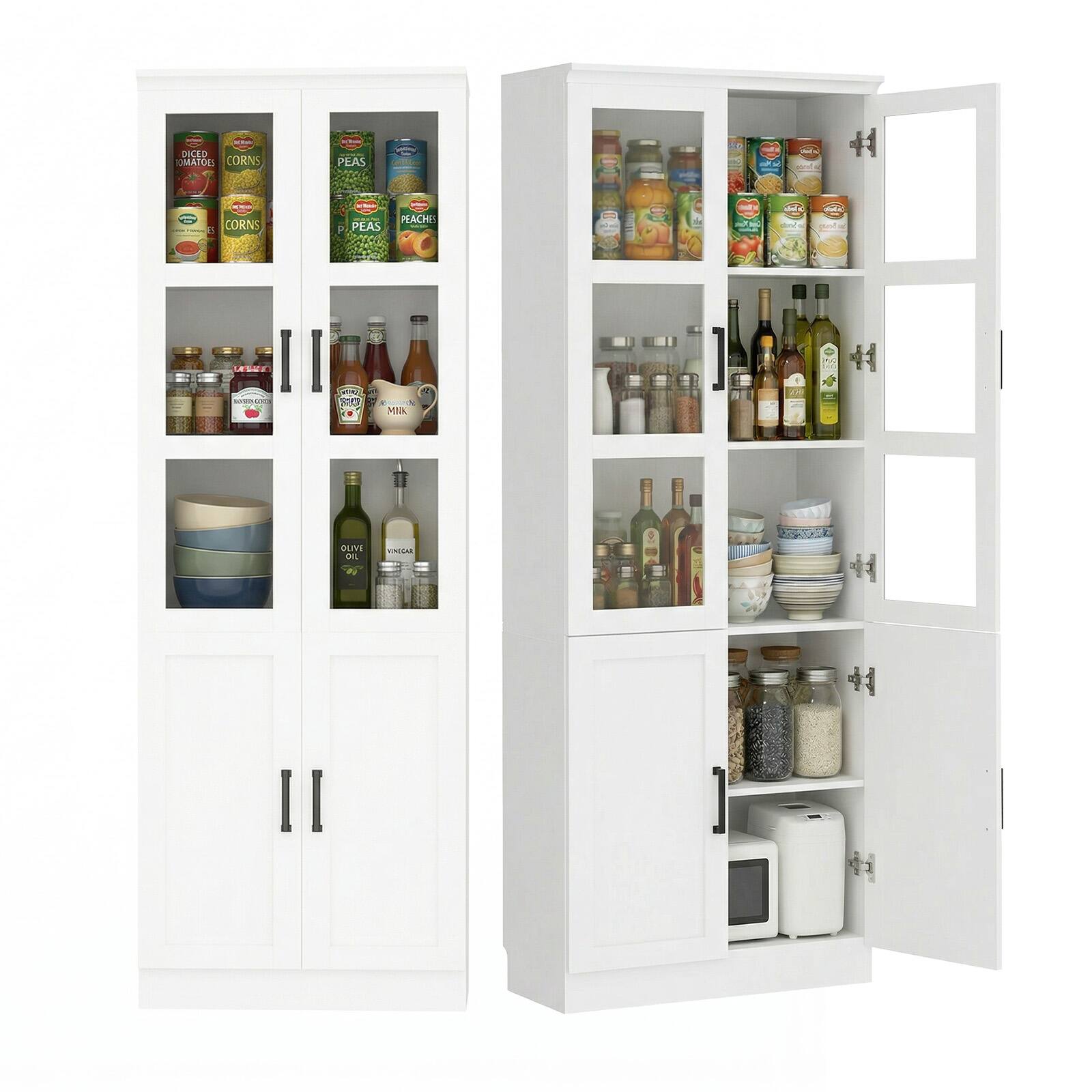 DRIED TOMATOES  
CORN  
PEAS  
PEACHES  

TORTILLA  
POPCORN  

OLIVE OIL  
VINEGAR  

MILK  

RICE  
BEANS  
GRAINS  

COFFEE  
TEA  

SALT  
PEPPER  

BREAD  
CEREAL  

BOWLS  
PLATES  

MICROWAVE