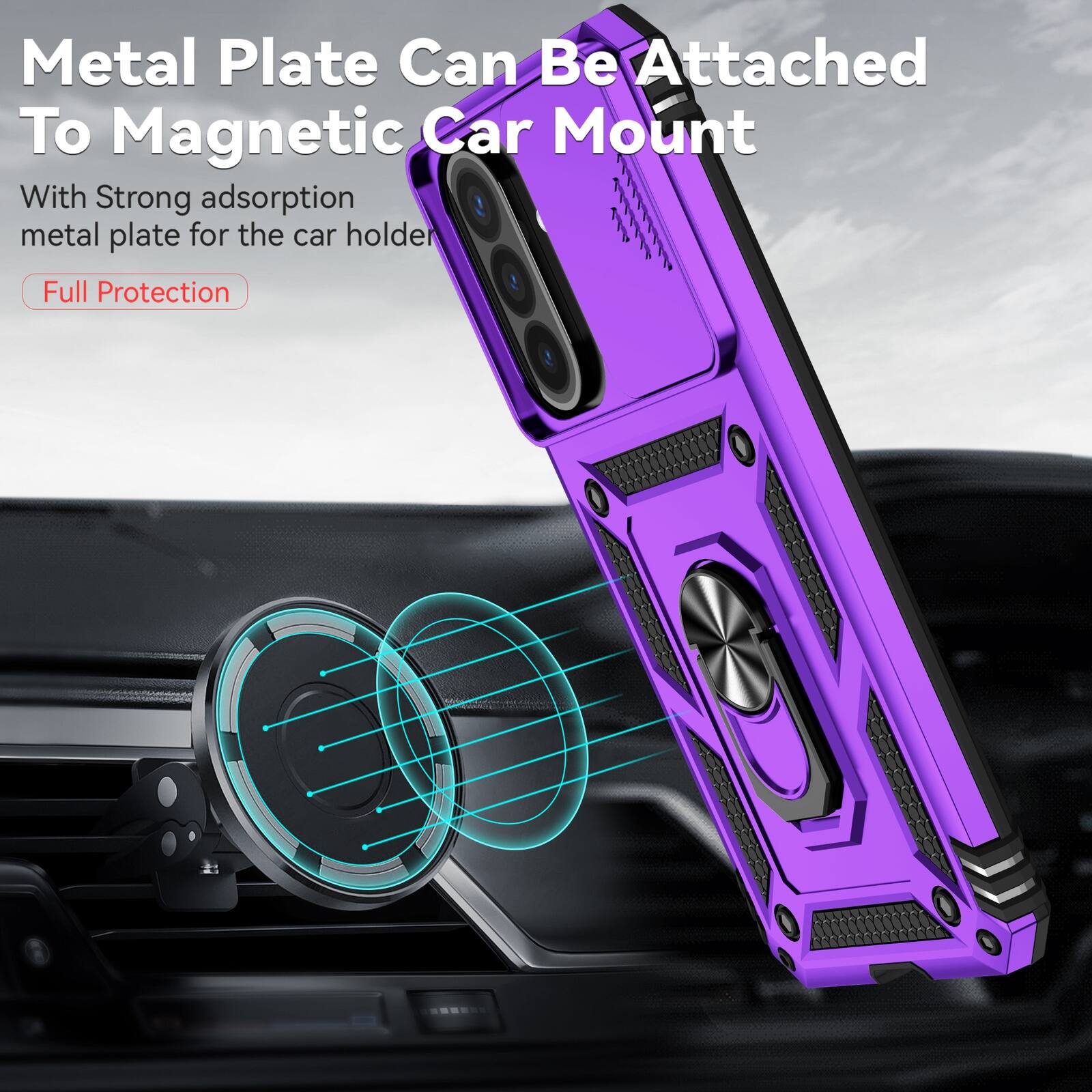 Metal Plate Can Be Attached To Magnetic Car Mount

With Strong adsorption metal plate for the car holder

Full Protection
