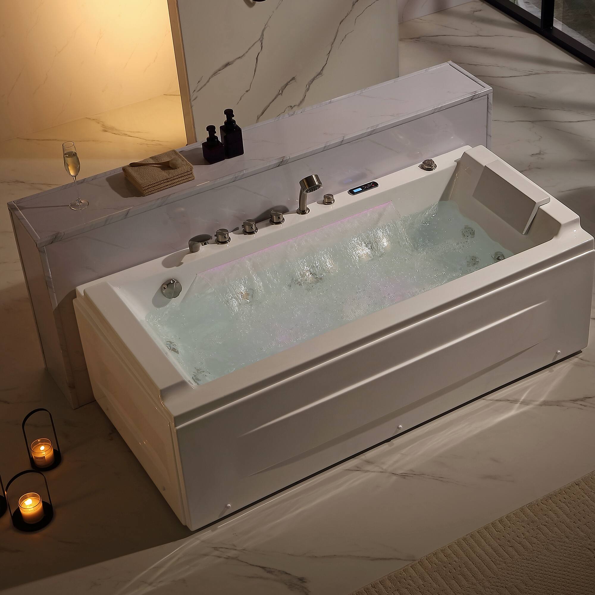 Alt View 1. Empava - 71 in. x 29 in. Alcove Whirlpool Air Combination Bathtub Rectangular Bath with Left Drain-in White - White.