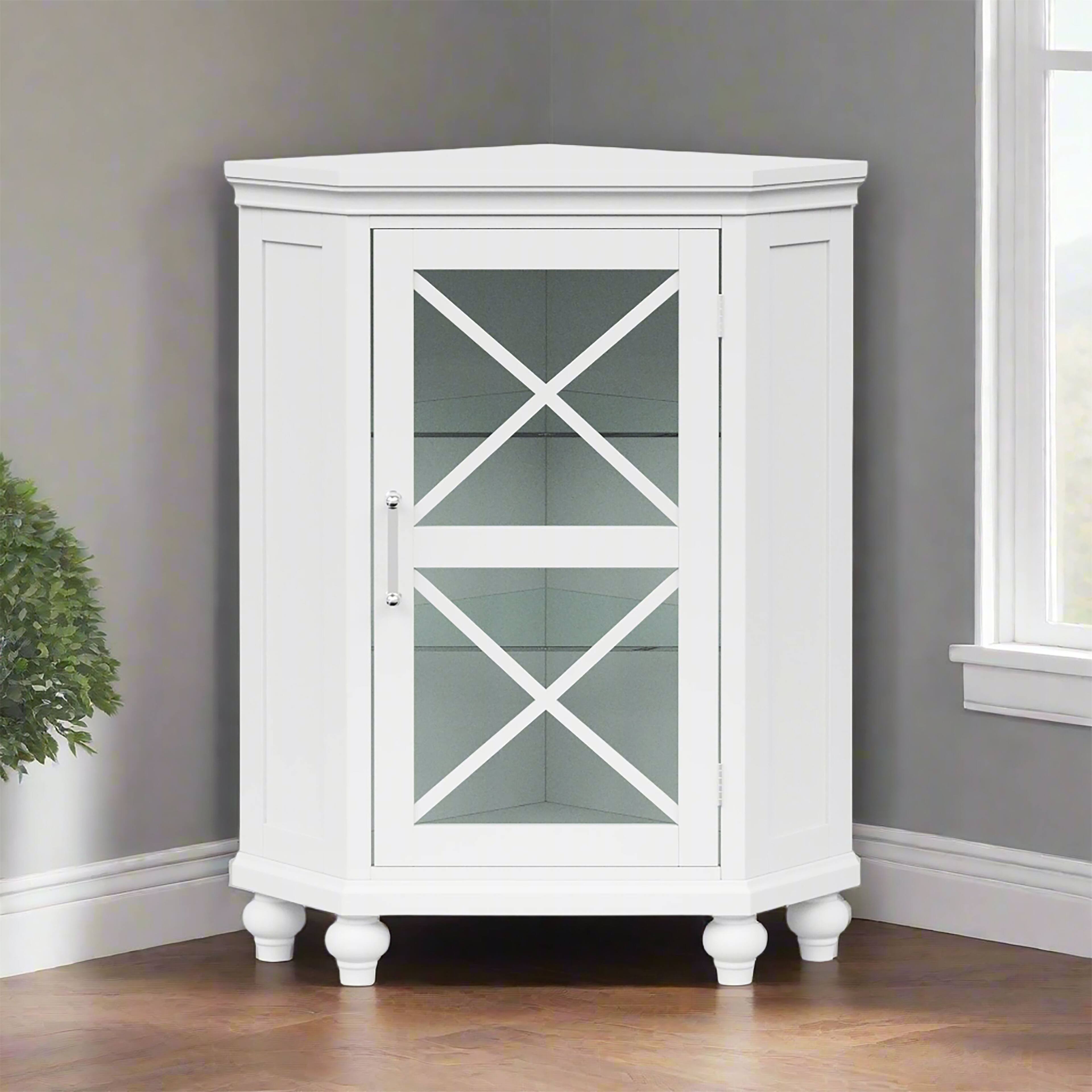 Front. Teamson Home - Teamson Home Blue Ridge Freestanding Corner Floor Cabinet, White - White.