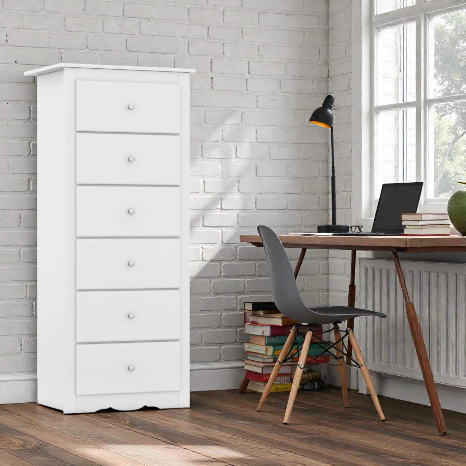 Hivvago - Modern Bedroom Dresser with 6 Drawer Compartments - White