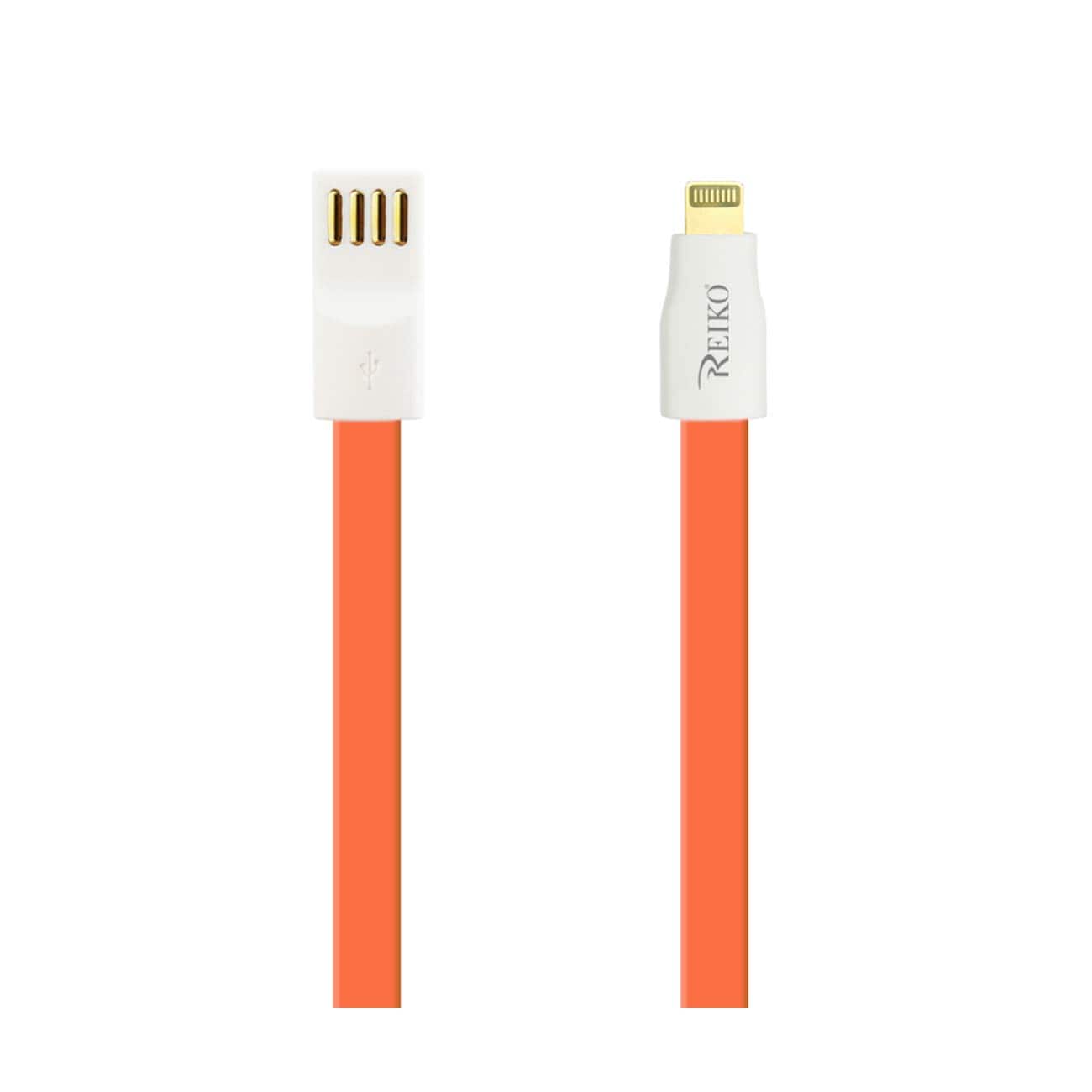 Reiko - Flat Magnetic Gold Plated Micro Usb Data Cable 0.7 Foot In - Orange