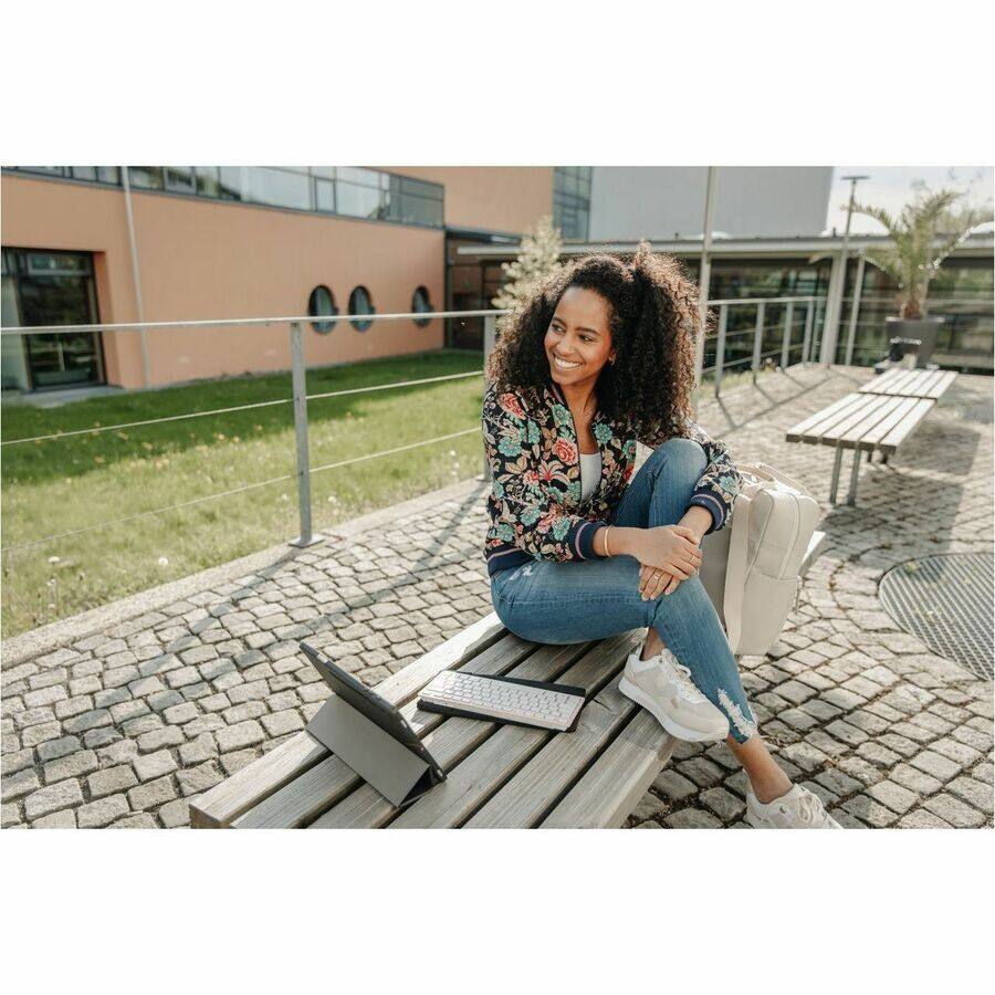 Alt View 7. CHERRY - CHERRY KW 7100 Keyboard - Multi-Device, Compact, 3 Bluetooth Channels, AES-128 Encryption, Status LEDS, Abrasion-proof - Cherry Blossom.