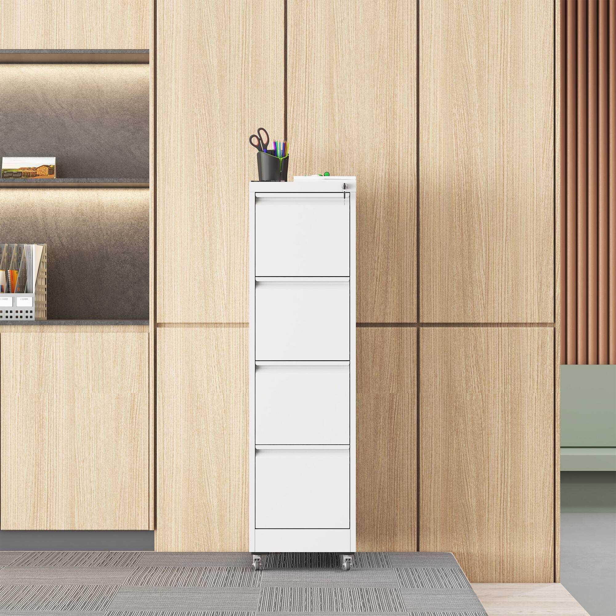 Alt View 6. GOODSILO - Heavy-Duty 4 Drawer Locking Vertical File Cabinet with Wheels for Office and Home Document Storage - White.