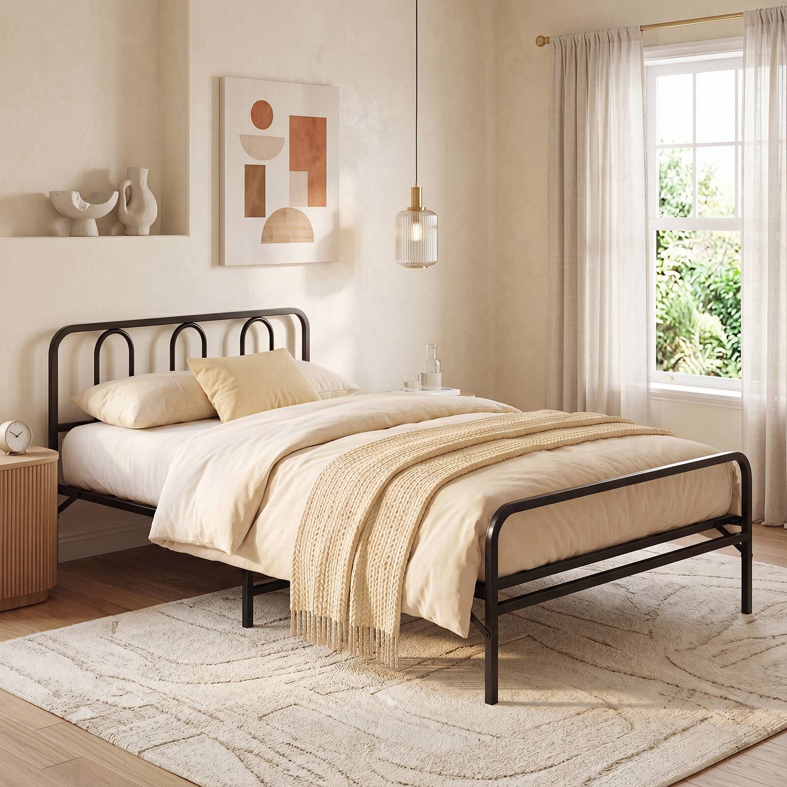 Alt View 4. Costway - Costway Twin Foldable Bed Frame with Headboard & Footboard, Under-Bed Storage for Dorm - Black.
