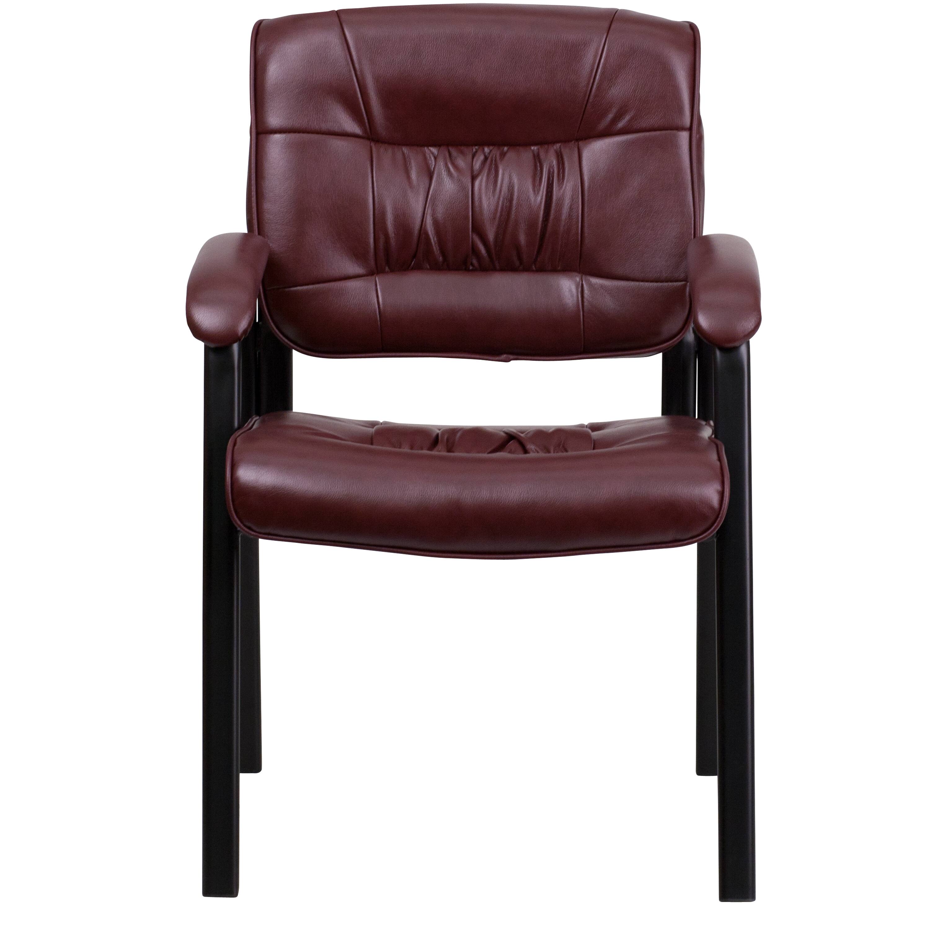 Alt View 7. Emma + Oliver - Faux Leather Executive Reception Chair with Powder Coated Frame - Burgundy LeatherSoft/Black Frame.