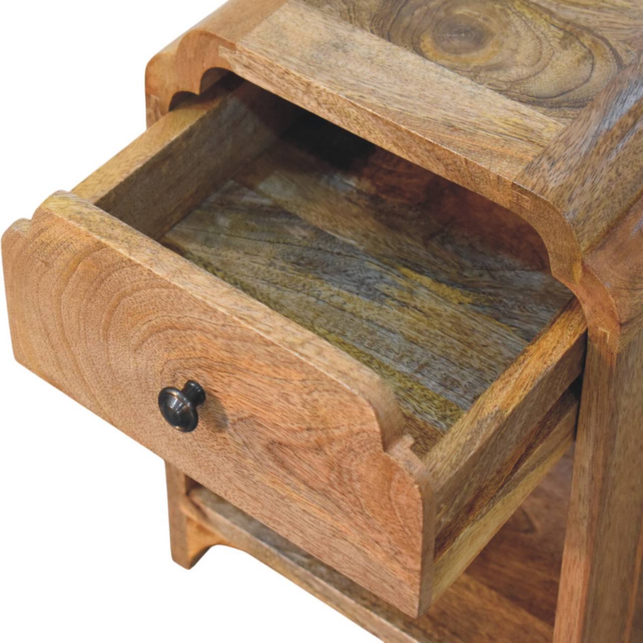 Alt View 2. Artisan Furniture - Artisan Furniture Solid Wood Newton Mini Oak-ish Nightstand with a drawer and open shelf - Oak.