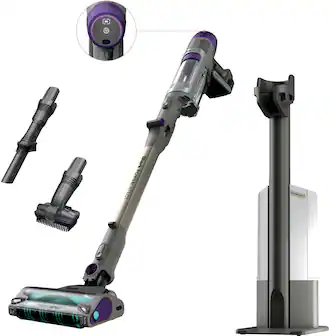 The image shows a Shark POWERDETECT ETECT ET do WEDETECT vacuum cleaner with its parts disassembled. The vacuum cleaner is designed to detect and remove dirt and debris from various surfaces. The image also includes a close-up of the vacuum cleaner's parts, which are labeled for easy identification.