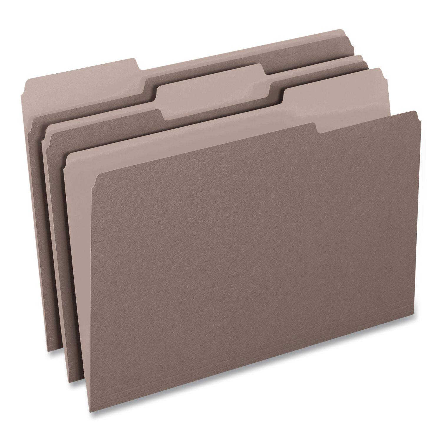 Angle. Tops Business Forms - Interior File Folders, 1/3-Cut Tabs: Assorted, Letter Size, Gray, 100/Box.