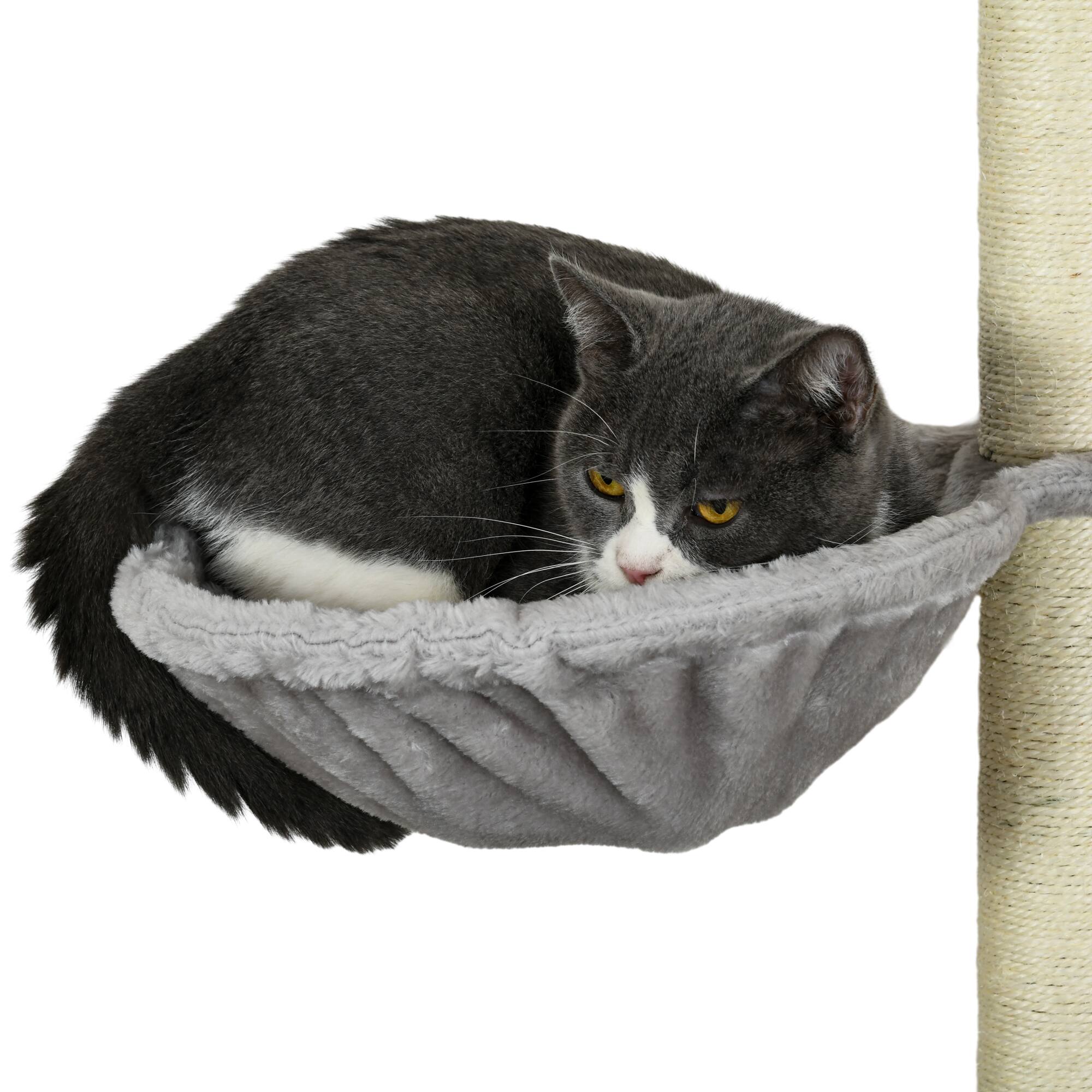 Alt View 5. Pawhut - 5 Piece Cat Wall Shelves, Wall Mounted with Hammock, Perches, Ladder, Scratching Posts, for Climbing and Relaxing - Gray.